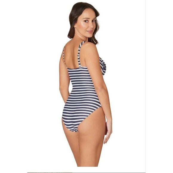 Nip Tuck Navy Ahoy Joanne Foil Twist Front Tummy Control Bathing Suit Si… - Picture 2 of 6